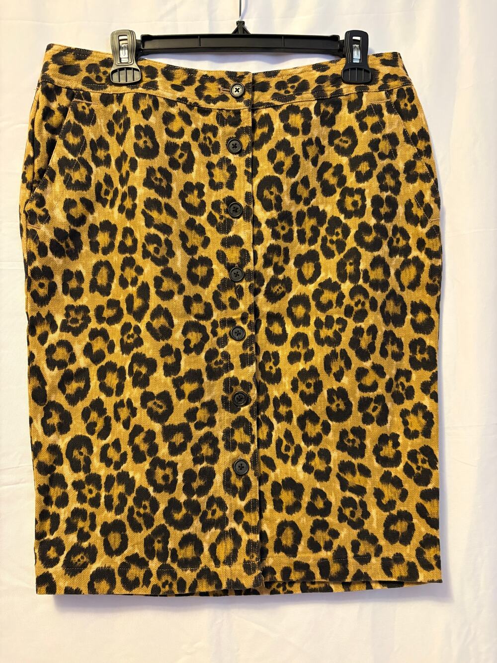 Lauren Ralph Lauren Leopard Skirt Yellow Black Pleated Linen Button Down Sz 10